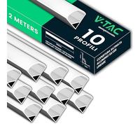 V-TAC 10x Profili Angolari da 2 METRI per Strisce Led - (20 Metri Totali) - Profili per Strisce LED in Alluminio con Copertura Opaca - Colore Argento - Angoli 21,3 x 15,8mm