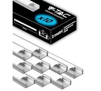 V-TAC 10x Profili per Strisce Led da 2 METRI Rettangolari in Alluminio - (20 Metri Totali) - Profili per Strisce LED Copertura Opaca - Ingombro max Striscia Led 12,4 mm - Dimensioni 17,4 x 7 mm