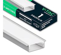 V-TAC 1x Profilo Largo per Strisce Led da 2 METRI - Larghissimo: Ingombro Striscia 48 mm - Profiili Rettangolari in Alluminio con Copertura Opaca - 20mm x 65mm - Contiene fino 2 Strisce