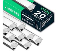 V-TAC 20x Profili Angolari da 2 METRI per Strisce Led - (40 Metri Totali) - Profili per Strisce LED in Alluminio con Copertura Satinata - Colore Argento - Angoli 21,3 x 15,8mm