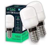 V-TAC 2x Lampadina LED per Frigorifero e Lampade - Attacco E14-2W - 180 Lumen - 2 Lampadine LED T26 Piccole - Massima Efficienza e Risparmio Energetico - Luce 3000K Bianca Calda