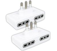 V-TAC 2x Multipresa Salvaspazio Quadruplo - 4 Prese 10/16A 2P+T Bipasso e Spina 16A - Adattatore di Corrente a Muro per Casa, Ufficio, Negozio, Azienda - Slim Design - 2 PEZZI