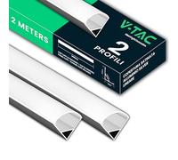 V-TAC 2x Profili Angolari da 2 METRI per Strisce Led - (4 Metri Totali) - Profili per Strisce LED in Alluminio con Copertura Opaca - Colore Argento - Angoli 21,3 x 15,8 mm