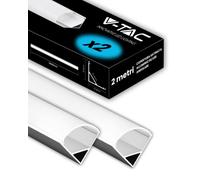 V-TAC 2x Profili Angolari da 2 METRI per Strisce Led - (4 Metri Totali) - Profili per Strisce LED in Alluminio con Copertura Satinata - Colore Argento - Angoli 21,3 x 15,8 mm