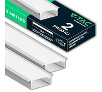V-TAC 2x Profili Larghi per Strisce Led da 2 METRI - Larghissimi: Ingombro Striscia 48 mm - Rettangolari in Alluminio con Copertura Opaca - (4 Metri Totali) - 20mm x 65mm - Contiene fino 2 Strisce