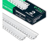 V-TAC 2x Profili per Strisce Led da 2 METRI a Scomparsa con Diffusore - (4 Metri Totali) - Profilo per Cartongesso da Parete e Soffitto a Incasso - Alluminio - Misure 61,5 x 14 mm - Apertura: 20,7 mm