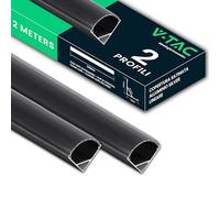 V-TAC 2x Profili per Strisce Led da 2 METRI Angolare in Alluminio Nero - (4 Metri Totali) - Profilo per Strisce LED con Copertura Opaca Nera - Angoli 15,8mm - Apertura 10,5 mm