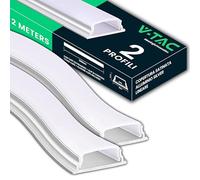 V-TAC 2x Profili per Strisce Led Flessibili da 2 METRI - (4 Metri Totali) - Profilo Pieghevole Parete e Soffitto per Striscia LED in Alluminio con Copertura Satinata - Colore Argento - 18 x 6 mm