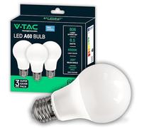 V-TAC 3x Lampadine LED E27 da 8,5W - [ ALTISSIMA EFFICIENZA ] - A60 - (Equivalenti a 60W) - Lampadine di Nuova Generazione a Risparmio Energetico - 806 Lumen - 3 PEZZI - Luce Fredda 6500K