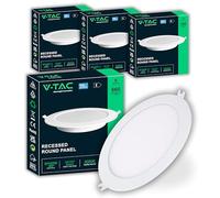 V-TAC 4x Faretti LED da Incasso Rotondo 6W - PRO SERIES - Diametro 120 mm - 660 Lumen - IP20 - per Soffitto, Casa, Cartongesso - Mini Pannello - Lampada - Foro 107-112mm - Luce Calda 3000K