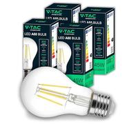 V-TAC 4x Lampadina LED Filamento attacco E27 - [Alta Efficienza 6W ] - A60-600 Lumen - (Equivalenti a 45W) - Lampadine a Risparmio Energetico - 4000K Luce Bianca Naturale