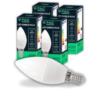 V-TAC 4x Lampadine LED Candela E14-4,5W (Equivalenti a 40W) - Lampadine di Nuova Generazione - 470 Lumen - Massima Efficienza e Risparmio Energetico - 3000K Luce Bianca Calda