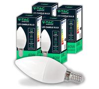 V-TAC 4x Lampadine LED Candela E14-4,5W (Equivalenti a 40W) - Lampadine di Nuova Generazione - 470 Lumen - Massima Efficienza e Risparmio Energetico - 6500K Luce Bianca Fredda