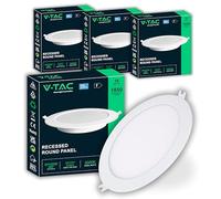 V-TAC 4x Pannello LED Piccolo da Incasso Rotondo 18W - Chip Samsung - Diametro 220 mm - 1850 Lumen - IP20 - per Soffitto, Casa, Ufficio - Mini Pannelli Lampada - Luce Bianca Fredda 6500K