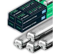 V-TAC 4x Plafoniera LED Impermeabile Doppia 120 CM - 36W - [ Chip Samsung ] - 4 PEZZI - Lampada 3400 Lumen IP65 per Soffitto, Parete, Garage, Fabbrica, Negozio - Doppio Tubo - Luce 6400K Fredda