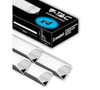 V-TAC 4x Profili Angolari da 2 METRI per Strisce Led - (8 Metri Totali) - Profili per Strisce LED in Alluminio con Copertura Satinata - Colore Argento - Angoli 21,3 x 15,8 mm