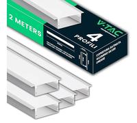 V-TAC 4x Profili Larghi per Strisce Led da 2 METRI - Larghissimi: Ingombro Striscia 48 mm - Rettangolari in Alluminio con Copertura Opaca - (8 Metri Totali) - 20mm x 65mm - Contiene fino 2 Strisce