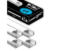V-TAC 4x Profili per Strisce Led da 2 METRI in Alluminio - (8 Metri Totali) - Profili per Strisce LED con Copertura Opaca - Ingombro massimo Striscia Led 12,4 mm - Dimensioni 17,4 x 7mm