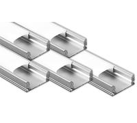 V-TAC 5x Profili per Strisce Led da 2 METRI in Alluminio - (10 Metri Totali) - con Copertura Opaca - Ingombro massimo 12,4 mm - Dimensioni 17,4 x 7mm