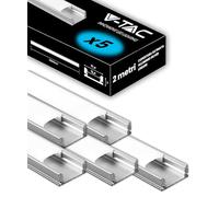 V-TAC 5x Profili per Strisce Led da 2 METRI Rettangolari in Alluminio - (10 Metri Totali) - Profili per Strisce LED Copertura Opaca - Ingombro max Striscia Led 12,4 mm - Dimensioni 17,4 x 7 mm