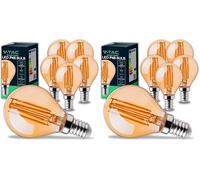 V-TAC 6x Lampadine LED Filamento P45 Ambrate E14-4W (Equivalenti a 30W) - 400 Lumen - Lampadina Massima Efficienza e Risparmio Energetico - Luce Bianca Calda 2200K (Confezione da 2)