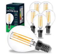 V-TAC 6x Lampadine LED Filamento P45 Attacco E14-4W (Equivalenti a 35W) - 400 Lumen - Lampadina Pallina da Golf - Massima Efficienza e Risparmio Energetico - Luce Bianca Calda 3000K
