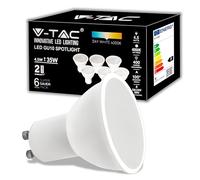 V-TAC 6x Lampadine LED GU10 4.5W (Equivalenti a 35W) - 400 Lumen - Alta Luminosità - Faretto Led GU10 - Massima Efficienza e Risparmio Energetico - Luce Bianca Calda 3000K - Box 6 Pezzi