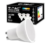 V-TAC 6x Lampadine LED GU10 4.5W (Equivalenti a 35W) - 400 Lumen - Alta Luminosità - Faretto Led GU10 - Massima Efficienza e Risparmio Energetico - Luce Bianco Caldo, 3000K - Box 6 Pezzi