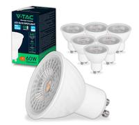 V-TAC 6x Lampadine LED GU10 6W (Equivalenti a 60W) - Chip SAMSUNG - 445 Lumen - Alta Luminosità - Faretto Led GU10 per Massima Efficienza e Risparmio Energetico - Lampadina Luce Calda 3000K