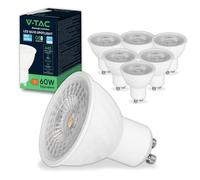 V-TAC 6x Lampadine LED GU10 6W (Equivalenti a 60W) - Chip SAMSUNG - 445 Lumen - Alta Luminosità - Faretto Led GU10 per Massima Efficienza e Risparmio Energetico - Lampadina Luce Fredda 6400K