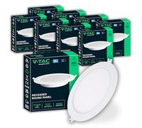 V-TAC 8x Faretti LED da Incasso Rotondo 6W - PRO SERIES - Diametro 120 mm - 660 Lumen - IP20 - per Soffitto, Casa, Cartongesso - Mini Pannello - Lampada - Foro 107-112mm - Luce Calda 3000K