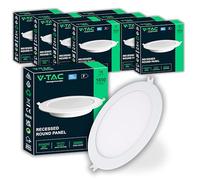 V-TAC 8x Faretti LED da Incasso Rotondo 6W - PRO SERIES - Diametro 120 mm - 660 Lumen - IP20 - per Soffitto, Casa, Cartongesso - Mini Pannello - Lampada - Foro 107-112mm - Luce Fredda 6500K