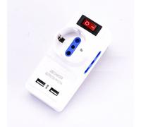 ADATTATORE MULTIPLO SPINA 16A 2 BIPASSO 1 UNEL SCHUKO 2 PRESE USB -LED8830 V-TAC