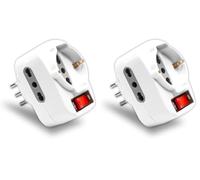 V-TAC Adattatore Multipresa Tripla con 2 Prese Laterali 10/16A Bipasso e una Frontale 10/16A Bipasso Shuko con Interruttore e Spina 10A - Spina Ruotabile - Colore Bianco - Dimensioni 80 x 75 x 48 mm