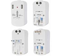 V-Tac Adattatore Singolo Universale Da Viaggio Con 2 Prese Usb Colore Bianco Spina Standard Us,Uk,Eu - Sku 8704