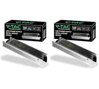V-TAC Alimentatore per Strisce LED Professionale 120W 12V 10A - Trasformatore in Metallo per Apparecchiature Elettroniche, Telecamere, Schermi - Ultra Sottile - AC:85-265V (Confezione da 2)