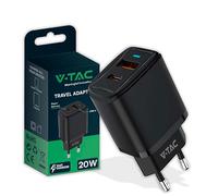 V-TAC Caricatore Rapido 20W con Porta USB-C e USB Type A - Ultra Veloce per Iphone 12/13/14/15 PRO/MAX, Samsung Galaxy S21/S22/S23 e Altri Smartphone e Dispositivi