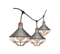 V-TAC Catenaria 3m per 6 lampadine LED E27 Con Diffusori trasparenti IP65 Colore grigio e rame