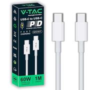 V-TAC Cavo USB-C a USB-C da 1 Metro Iphone 14/15/16, Samsung Galaxy, Computer, Tablet - Power Delivery 60W - Cavo Type-C Ricarica Rapida e Trasmissione Dati - Compatibile Smartphone Xiamoi, Pixel