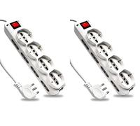 V-TAC Ciabatta Multipresa Elettrica 12 Posti,Interruttore e Cavo 1,5mt,8 Prese Laterali 10/16A Bipasso e 4 Frontali 10/16A Bipasso Shuko,per Casa, Ufficio, Negozio,Spina 16A - Bianco (Confezione da 2)
