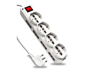 V-TAC Ciabatta Multipresa Elettrica 12 Posti,Interruttore e Cavo 1,5mt,8 Prese Laterali 10/16A Bipasso e 4 Frontali 10/16A Bipasso Shuko,per Casa, Ufficio, Negozio,Spina 16A - Bianco