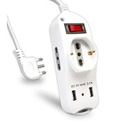 V-TAC Ciabatta Multipresa Elettrica 5 Posti con USB e Interruttore,2 Prese Laterali 10/16A Bipasso e una Frontale 10/16A Bipasso Shuko e 2 porte USB,Presa per Casa, Ufficio,Spina 16A - Bianco