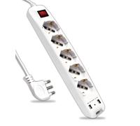 V-TAC Ciabatta Multipresa Elettrica con Interruttore e Cavo da 1,5 Metri - 5 Pre