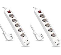 V-TAC Ciabatta Multipresa Elettrica con Interruttore e Cavo da 1,5 Metri - 5 Prese 10/16A Bipasso + Schuko + 2 Prese USB - Con Spina 16A - Presa Elettrica per Casa, Ufficio, Negozio - Colore Bianco