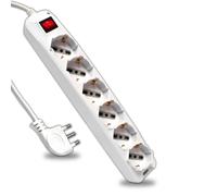 V-TAC Ciabatta Multipresa Elettrica con Interruttore e Cavo da 1,5 Metri - 6 Prese 10/16A Bipasso + Shuko - Spina 16A - Presa Elettrica per Casa, Ufficio, Negozio - Colore Bianco