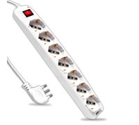 V-TAC Ciabatta Multipresa Elettrica con Interruttore e Cavo da 1,5 Metri - 7 Prese 10/16A Bipasso + Shuko - Spina 16A - Presa Elettrica per Casa, Ufficio, Negozio - Colore Bianco