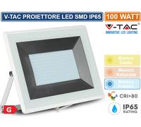 V-TAC PROIETTOREFARO FARETTO LED SMD 10W 20W 30W 50W 100W ULTRA SLIM IP65 BIANCO [EEK: A+]