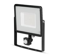 V-TAC Faro LED Chip Samsung 50W con Sensore di Movimento e Crepuscolare e Interruttore Manuale di Bloccaggio Colore Nero 3000K IP65