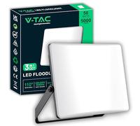 V-TAC Faro LED da Esterno 50W - [Chip Samsung + Tecnologia RLE + Innovativa Copertura in Policarbonato] - Alta Luminosità: 3000 Lumen - IP65 - Faretto LED per Casa, Garage, Magazzino - Luce CCT 3 IN 1