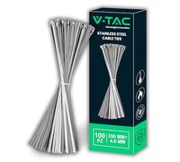 V-TAC Fascette in Acciao Inox per Cavi - [ MOLTO LUNGHE: 35 CM ] - Confezione 100 PEZZI - Larghezza 4.6 mm - Stringicavo per Cablaggio Multiuso - Fermacavi Elettricista, Meccanico, Tubi in Ferro